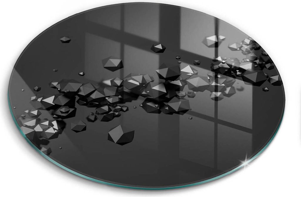 Glasschneideplatte - Herdabdeckplatte - fi40 cm -Schneidebrett - Spritzschutz - 3D -Formen Abstraktion