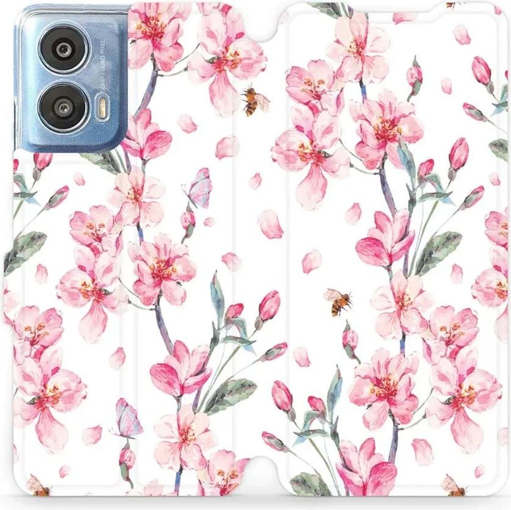Handyhülle mit klappe für Motorola Moto G24, Mobiwear Book, Rosa Frühling