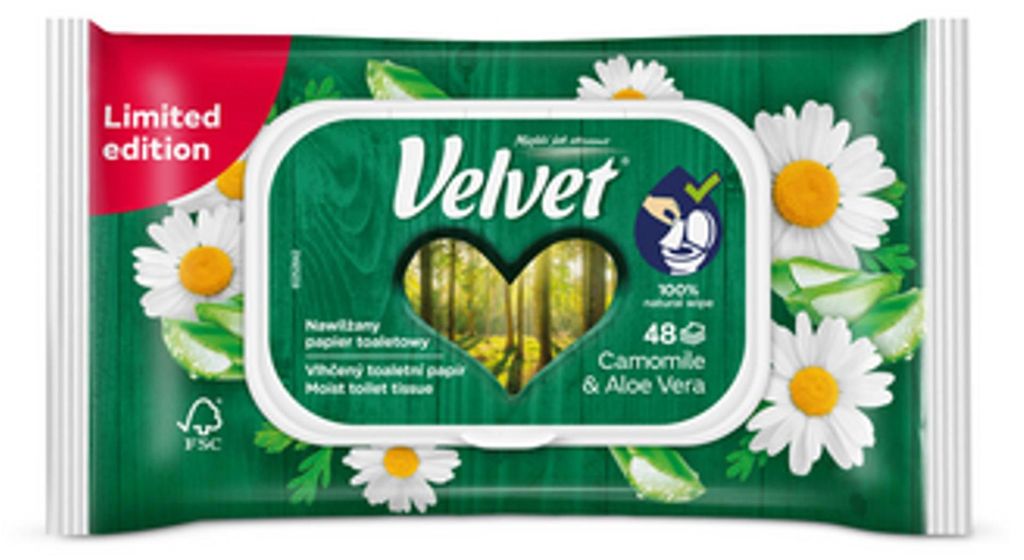 Velvet Papier Toaletowy Nawilżany Rumiankowy z Aloesem 48 Obrázok produktu 