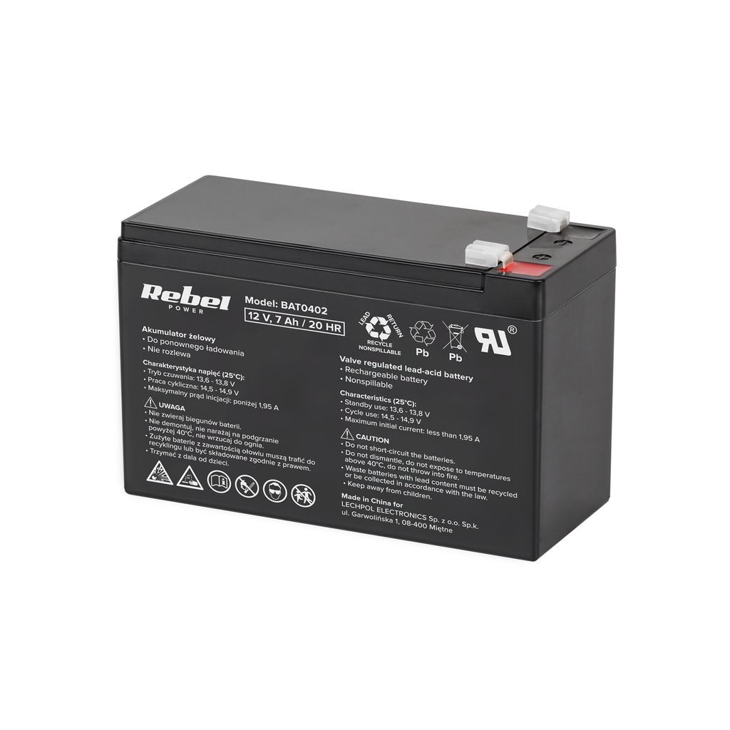 Rebel BAT0402 Gelový akumulátor 12V, 7Ah Obrázok produktu 