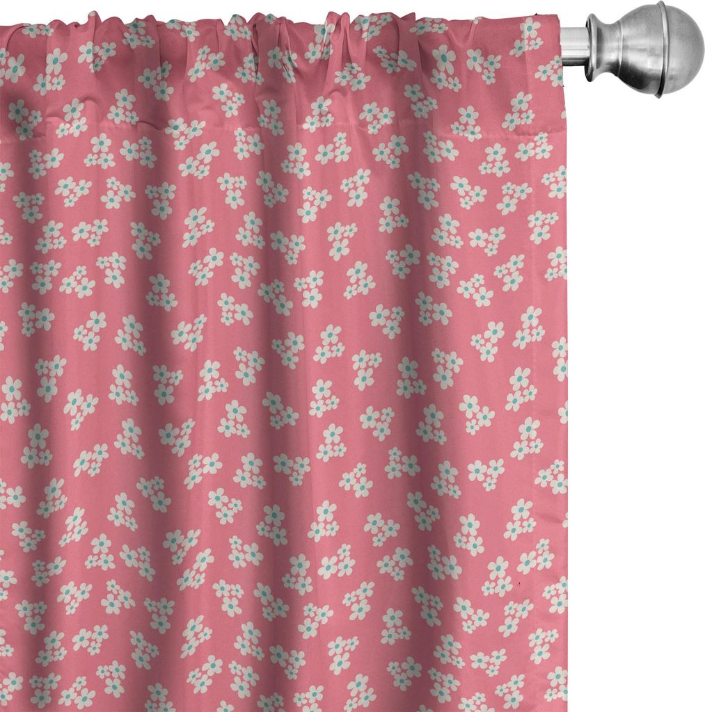ABAKUHAUS Landhaus Vorhänge, Gardinen, Niedliche kleine Gänseblümchen-Blumenstrauß-Mädchen-Schlafzimmer Desgin Frische-Rosa-Hintergrund, 2 St...
