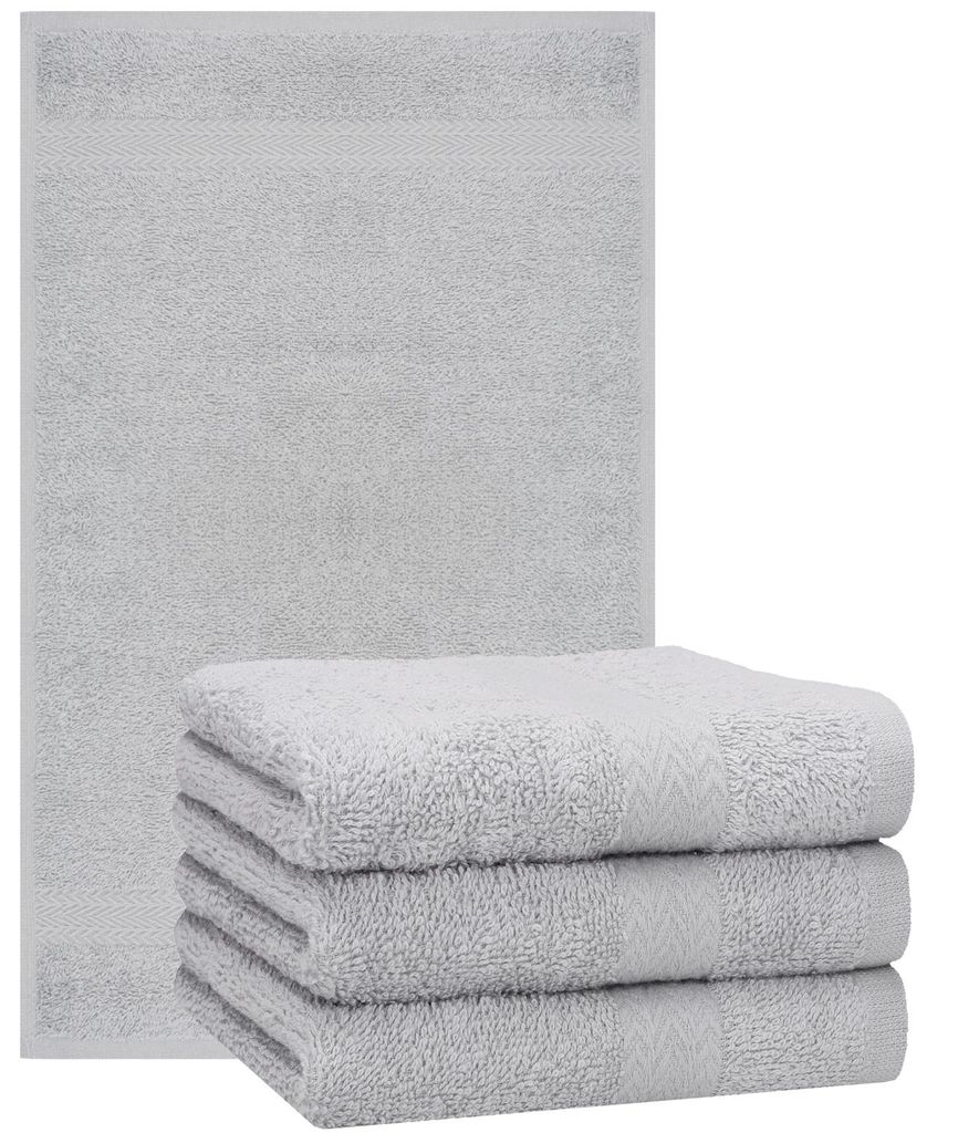 Betz 4 Stück Handtücher 50x100 cm PREMIUM 100% Baumwolle Farbe: silber