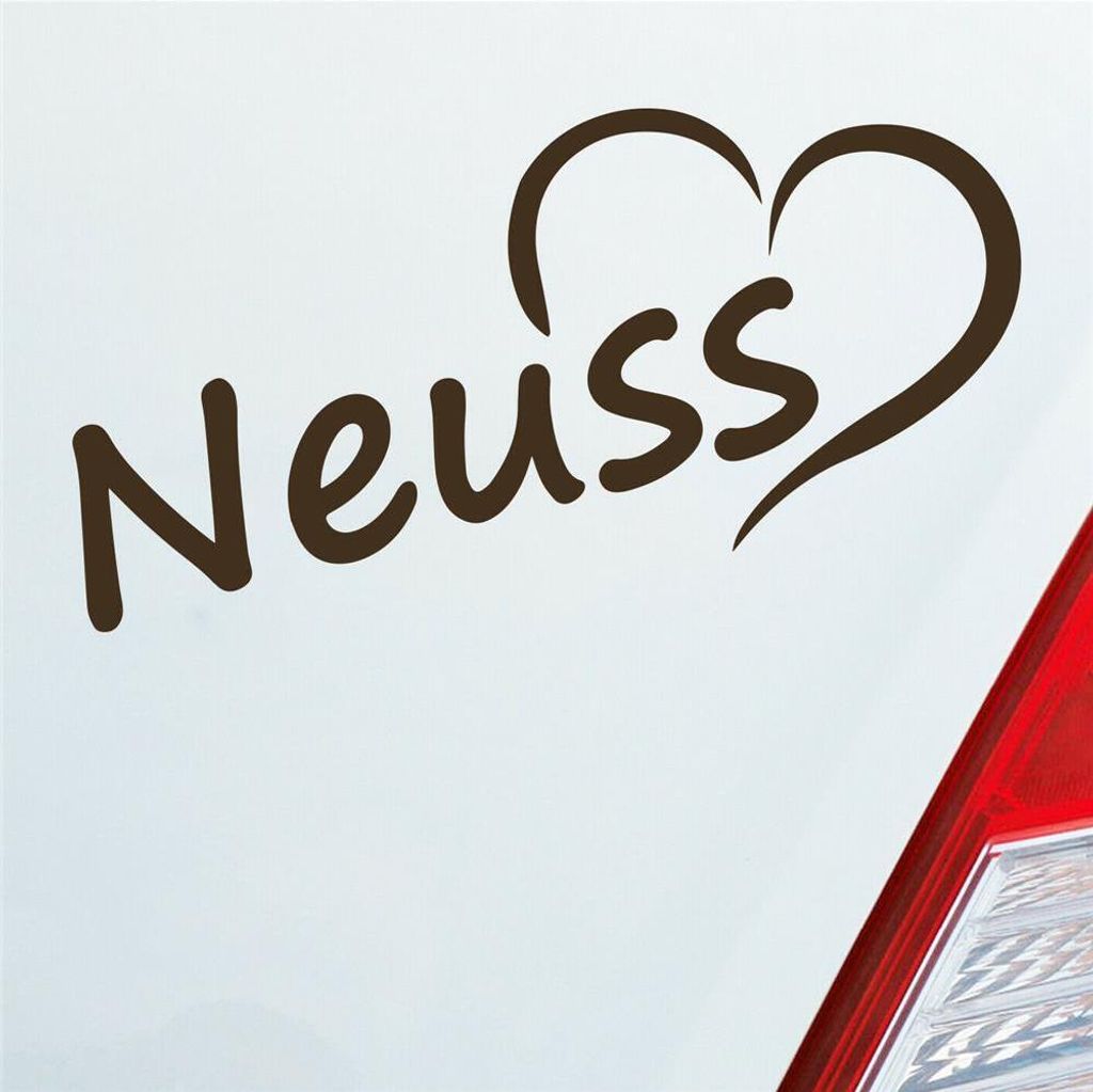 Auto Aufkleber Neuss Herz Stadt City Love Liebe Heimat 9,5x8 cm Braun Sticker Heckscheibenaufkleber