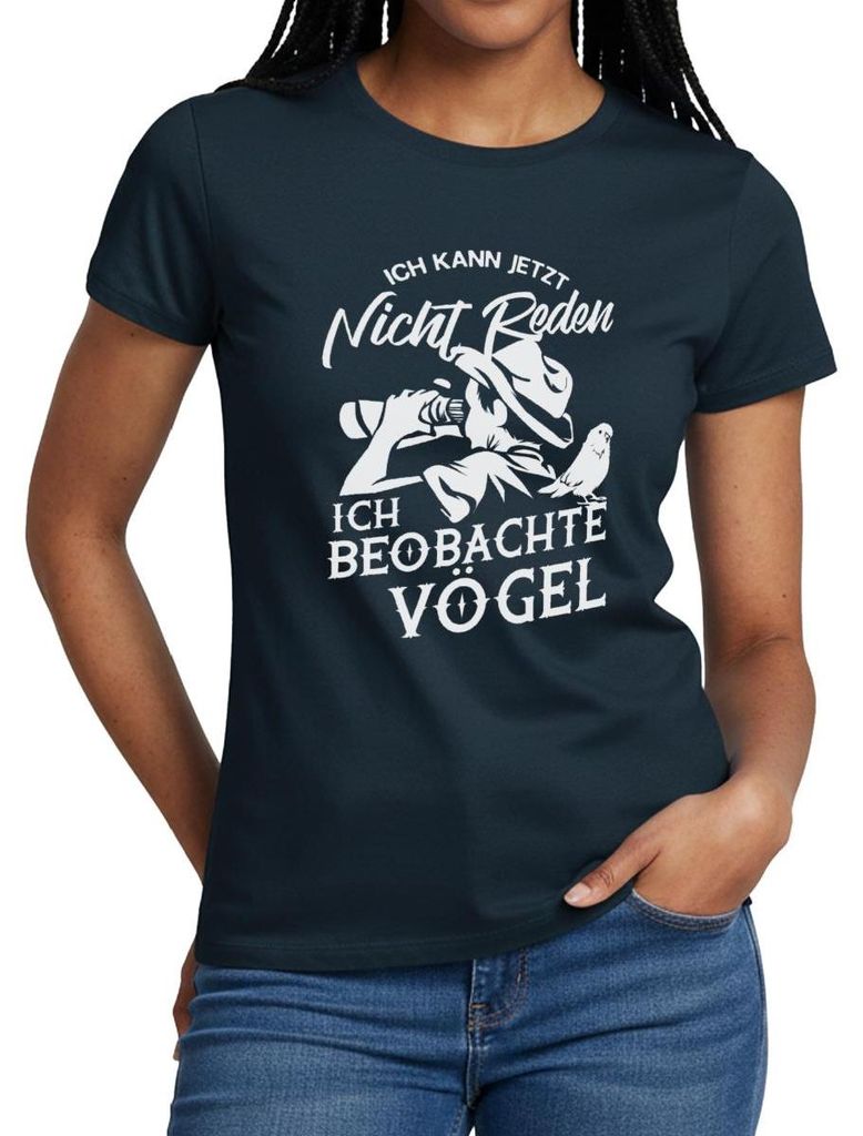 Spreadshirt Kann Nicht Reden Beobachte Vögel Bird Watching Frauen T-Shirt, S, Navy