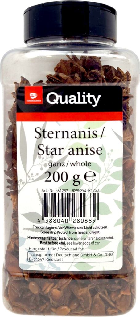 TGQ Sternanis ganz 200g Dose Vorrat Gewürz Kochen Backen