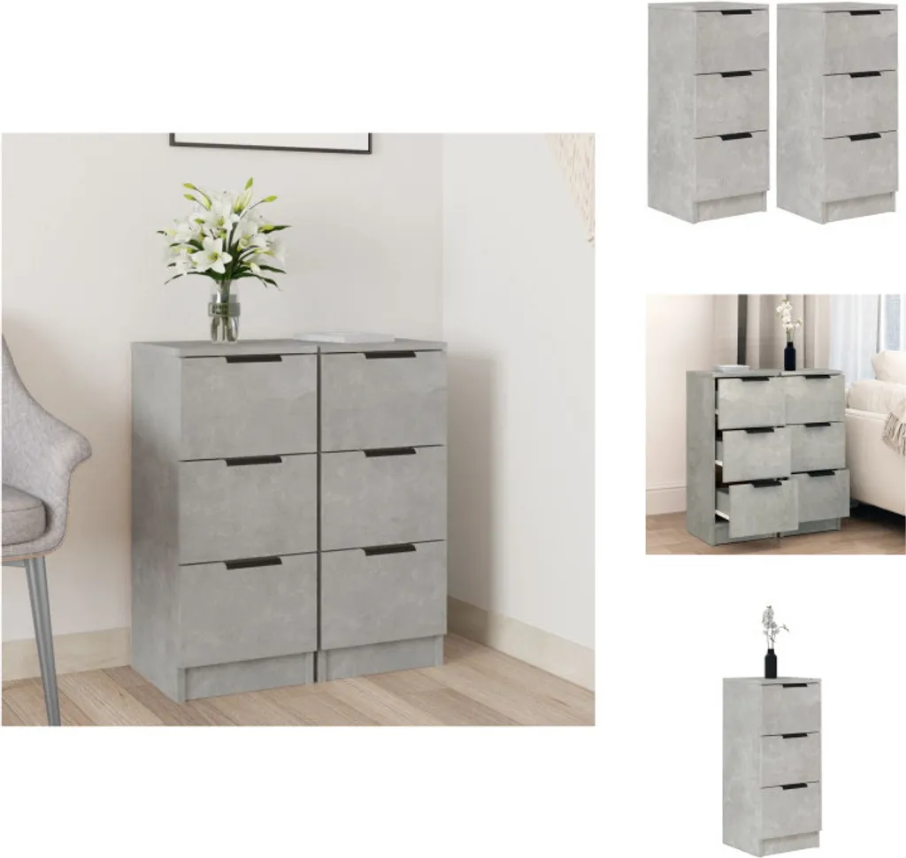 Set 2 Mobiletti vidaXL Grigio Cemento 30x30x70 cm - Arredo Moderno
