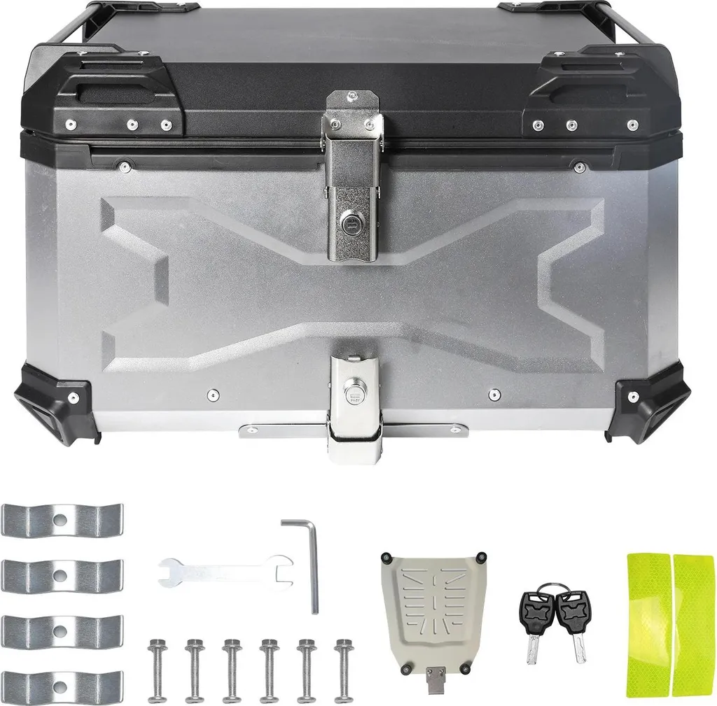 Top Case Moto 65L Argent - Fini le Manque de Place et les Bagages Mouillés