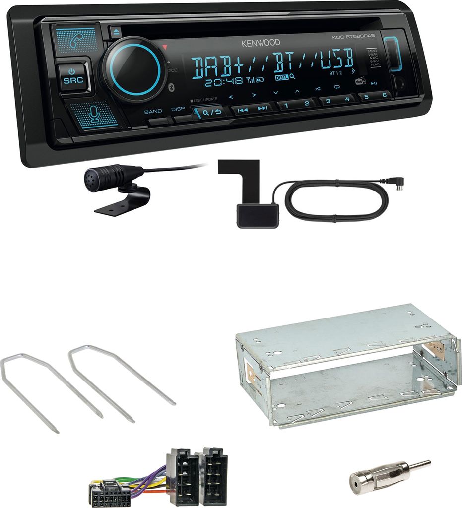 Kenwood KDC-BT560DAB Bluetooth DAB Einbauset für Renault Megane 2 Clio 3 Modus