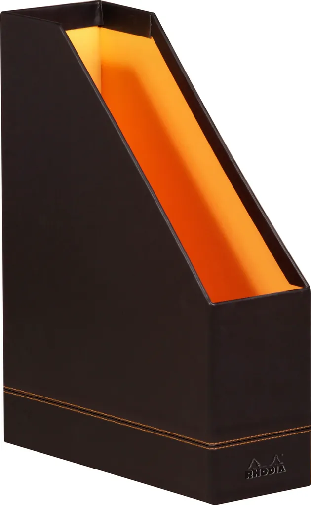 Porte-revues Rhodia DIN A4 noir similicuir avec finition surpiquée