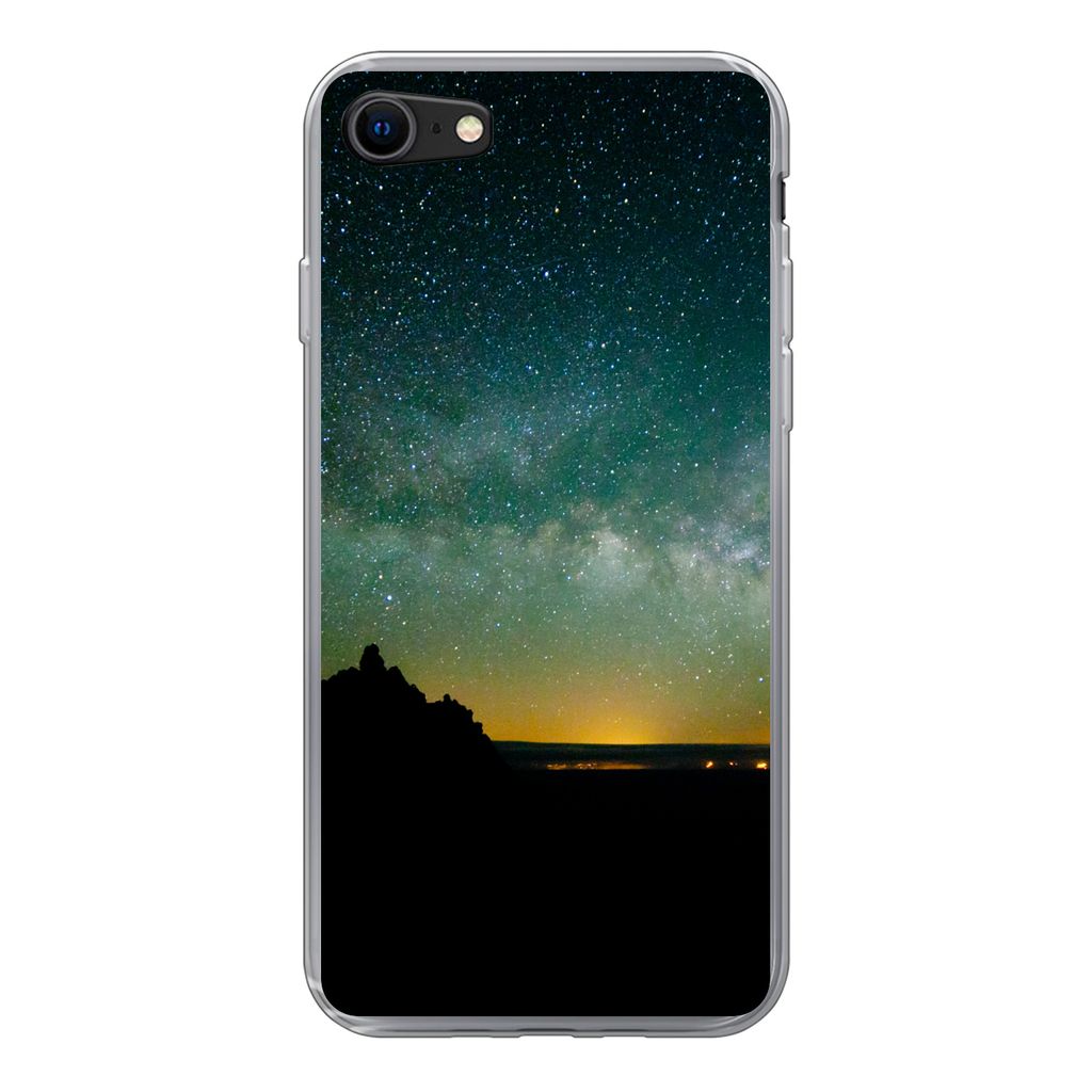 MuchoWow Handyhülle Schutzhülle Hülle für iPhone 8 Universum - Sternenhimmel - Grün - Jungen - Mädchen - Kinder Silikon Softcase Handy Hül...