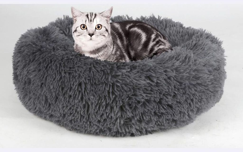 6x Plüschbett Donut 50cm Hunde Katzen Haustier Kissen Korb Schlafplatz Liegen