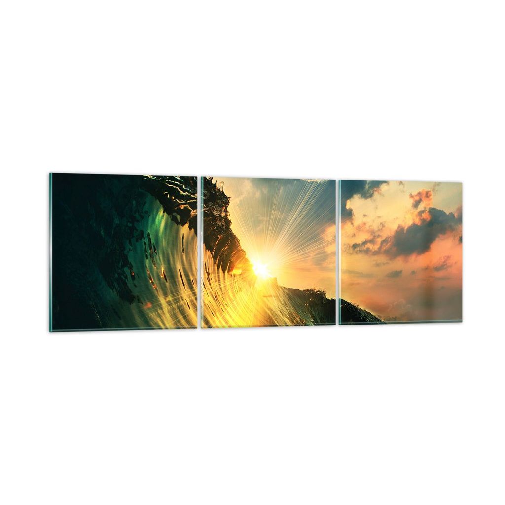 Bilder auf glas - Meer Welle Wasser - 150x50cm - Glasbilder - Wandbilder - Kunstdruck - zum Aufhängen bereit - Wanddekoration aus Glas - Glas Bild...