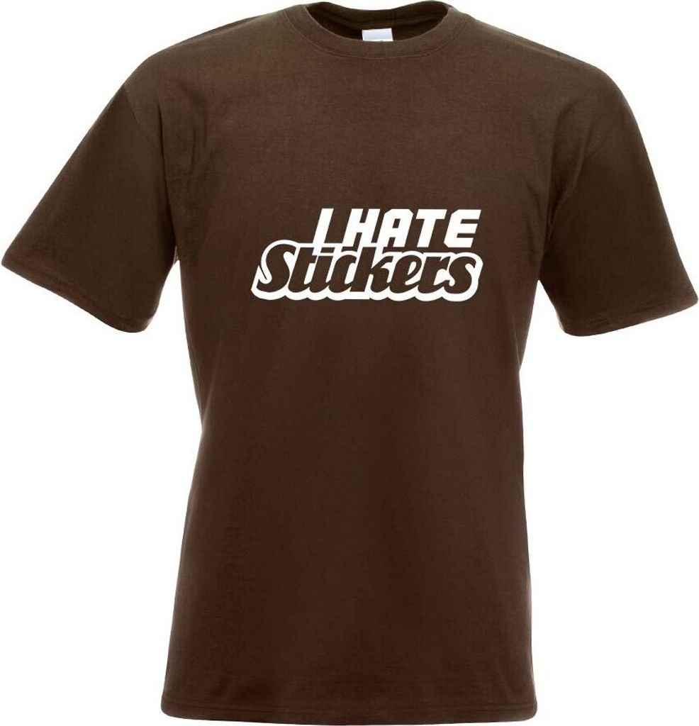 Kiwistar - T-Shirt - Chocolate - I Hate Stickers Motiv Bedruckt Funshirt Design Print - mit Motiv Bedruckt - Funshirt Design - Sport - Freizeit - H...