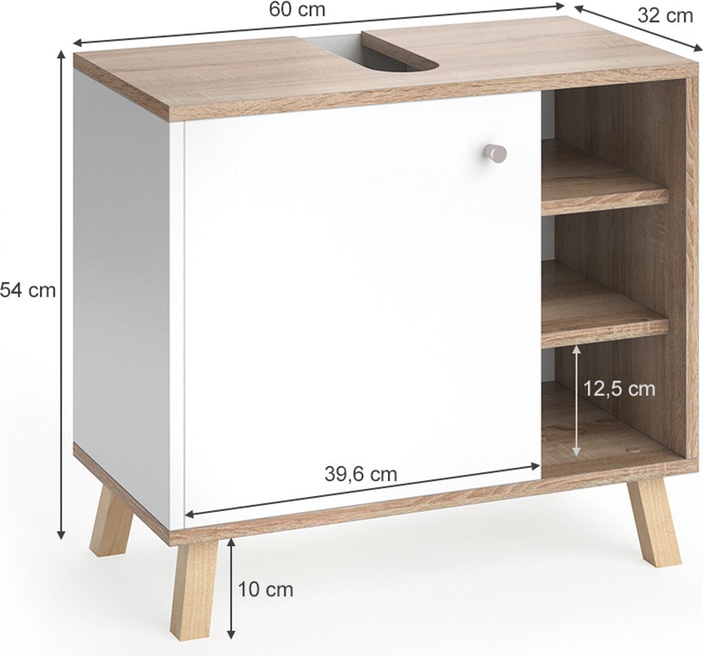 Waschbeckenunterschrank Vicco Senyo Weiß 60 x 54 cm, Model Produktbild 