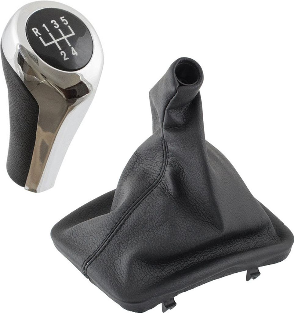 Schaltknauf Chrom Silber 5-Gang Schaltmanschette Schwarz Produktbild 