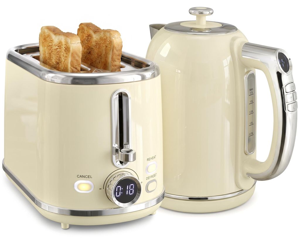 HOMCOM Wasserkocher Toaster Set 1,7L Edelstahl Wasserkocher Produktbild 