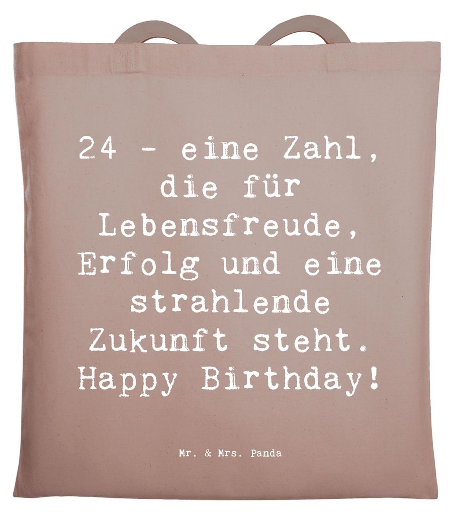 Mr. & Mrs. Panda Tote Bag Spruch 24. Geburtstag - Braun Pastell - Geschenk, Tasche, Jubiläum, Tragetasche, Happy Birthday, Shopping, positive Ener...