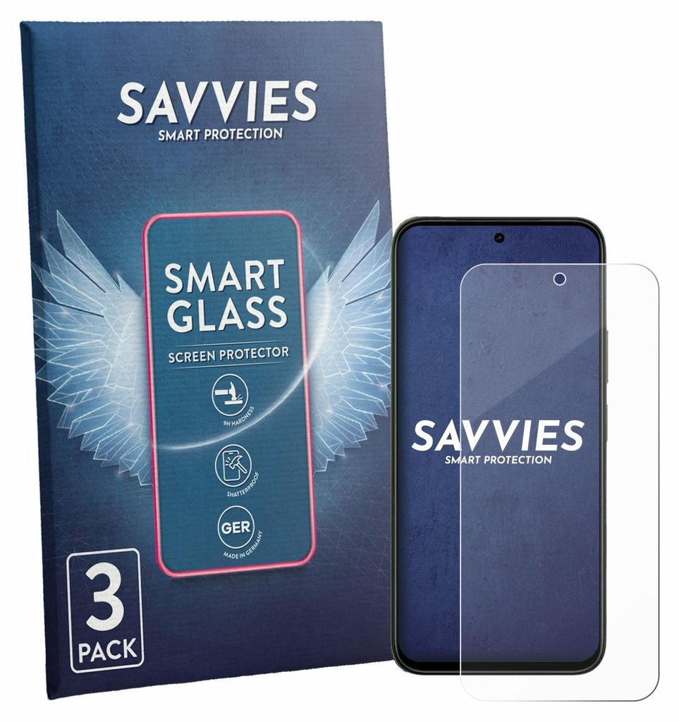 3x Savvies Schutzglas Folie für Vivo T5x 9H Panzer Schutzfolie Glas Displayschutz klar transparent