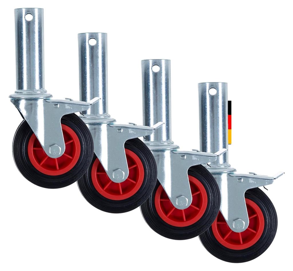 Set mit 150 mm Gerüstrollen (4 Stück) mit Steckzapfen, kompatibel mit verschiedenen Herstellern