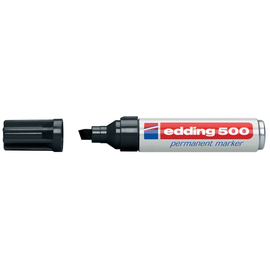 Edding 500, Schwarz, Meißel, Schwarz, Rot, Weiß, Aluminium, Produktbild 