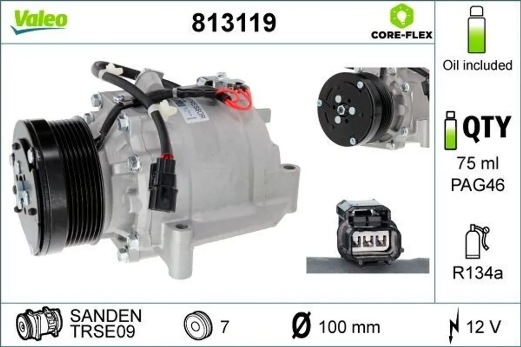 Compresseur de Climatisation VALEO 813119 pour Honda CR-V III RE