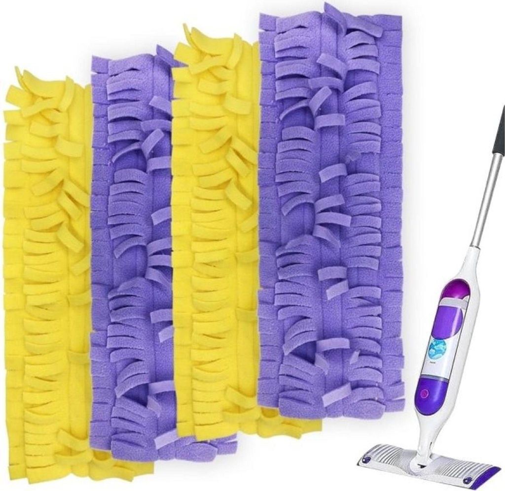 Wiederverwendbare Nachfüllpads für Swiffer PowerMop Multi-Oberflächen-Wischmopp, waschbare Mikrofaser-Sprühreinigungspads (2 gelbe + 2 violette)