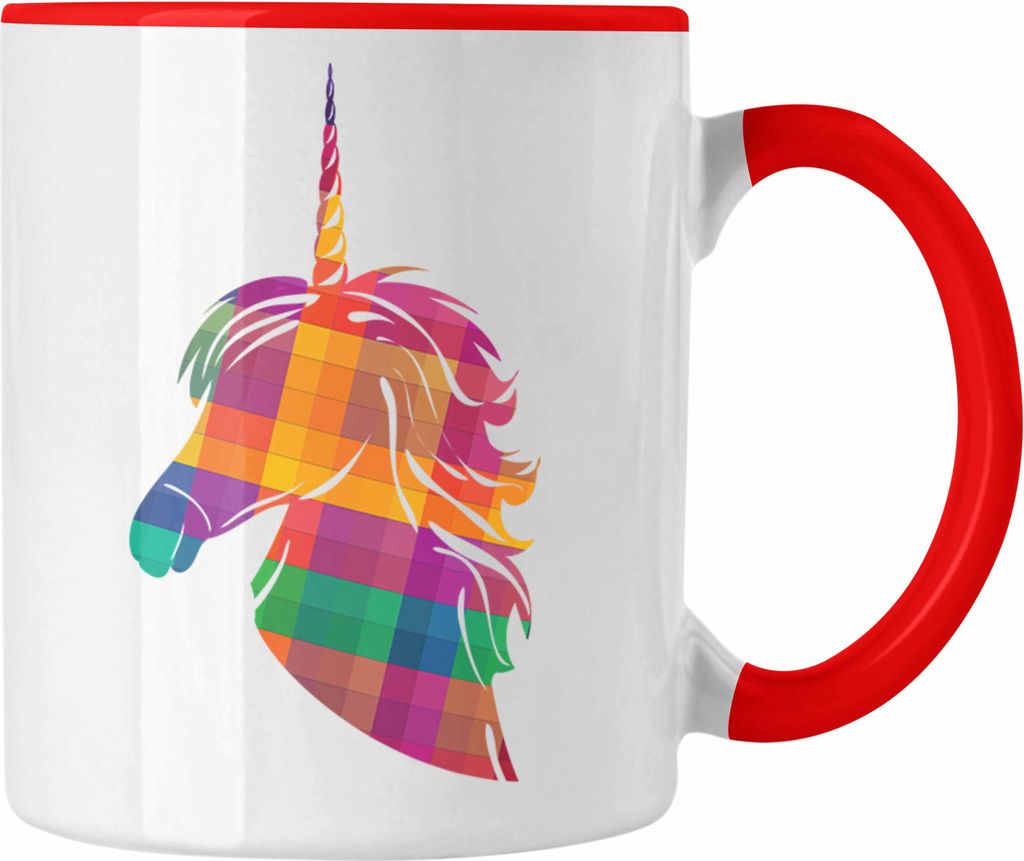 Trendation - Einhorn Polygon Tasse Geschenk Frauen (Rot)