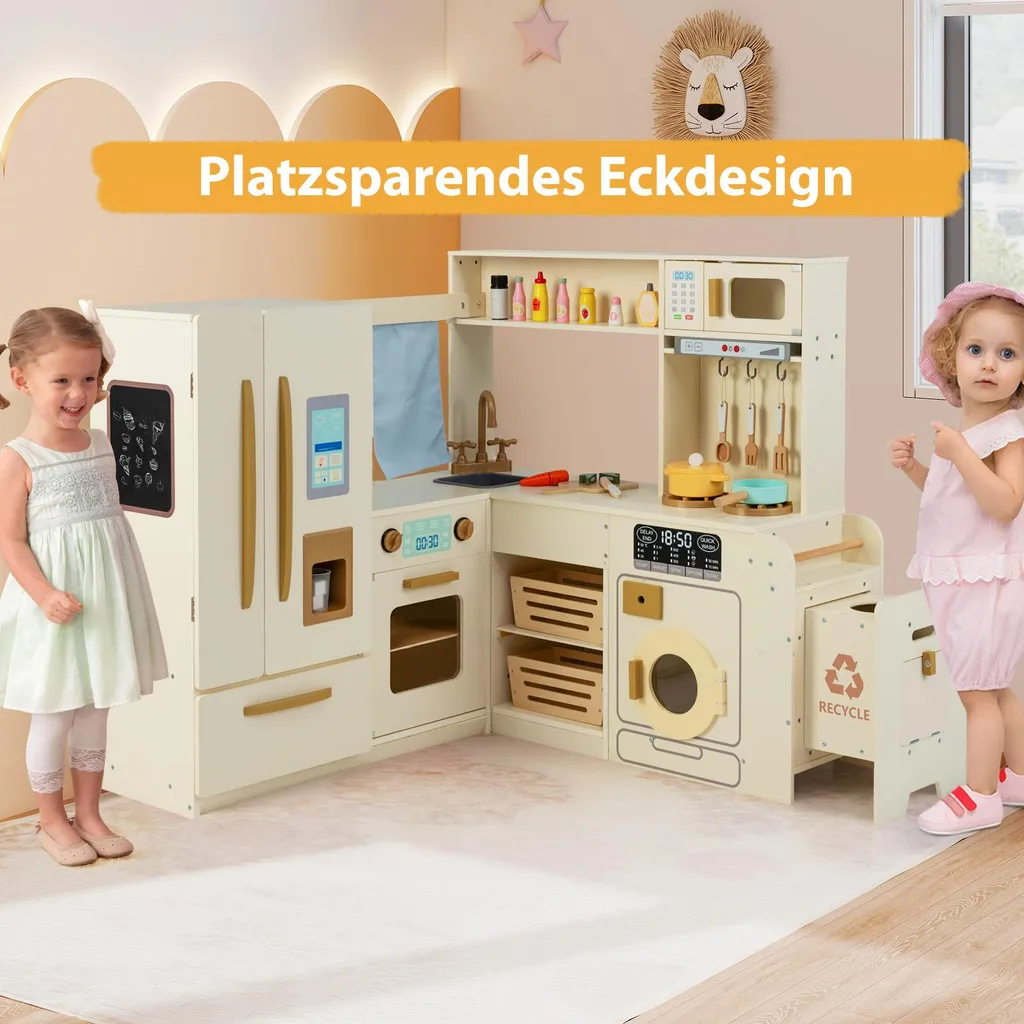 Cuisine enfant interactive d'angle avec sons, lumières et 22 accessoires