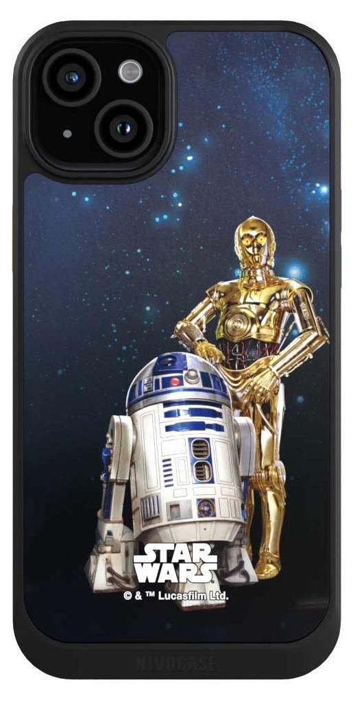 NIVOCASE Hülle für Apple iPhone 15 Plus Handyhülle NIVOcore Case Schwarz Star Wars Weltall R2D2