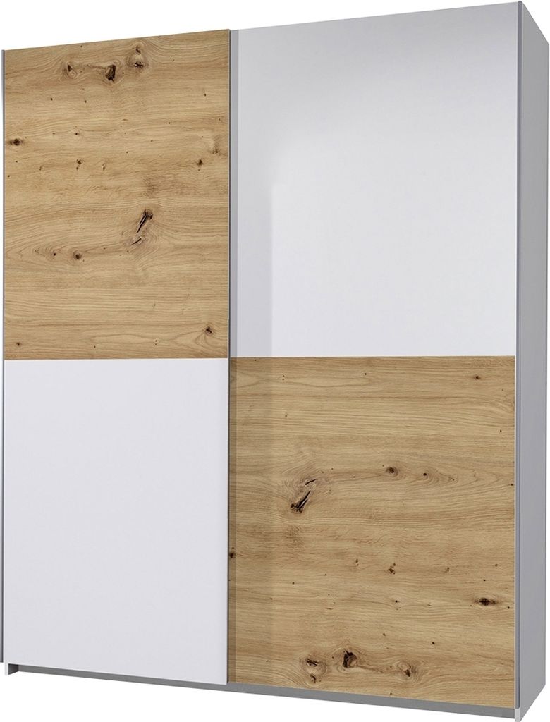 Schwebetürenschrank - Artisan Eiche Nachbildung Weiß matt - 170 x 196 cm