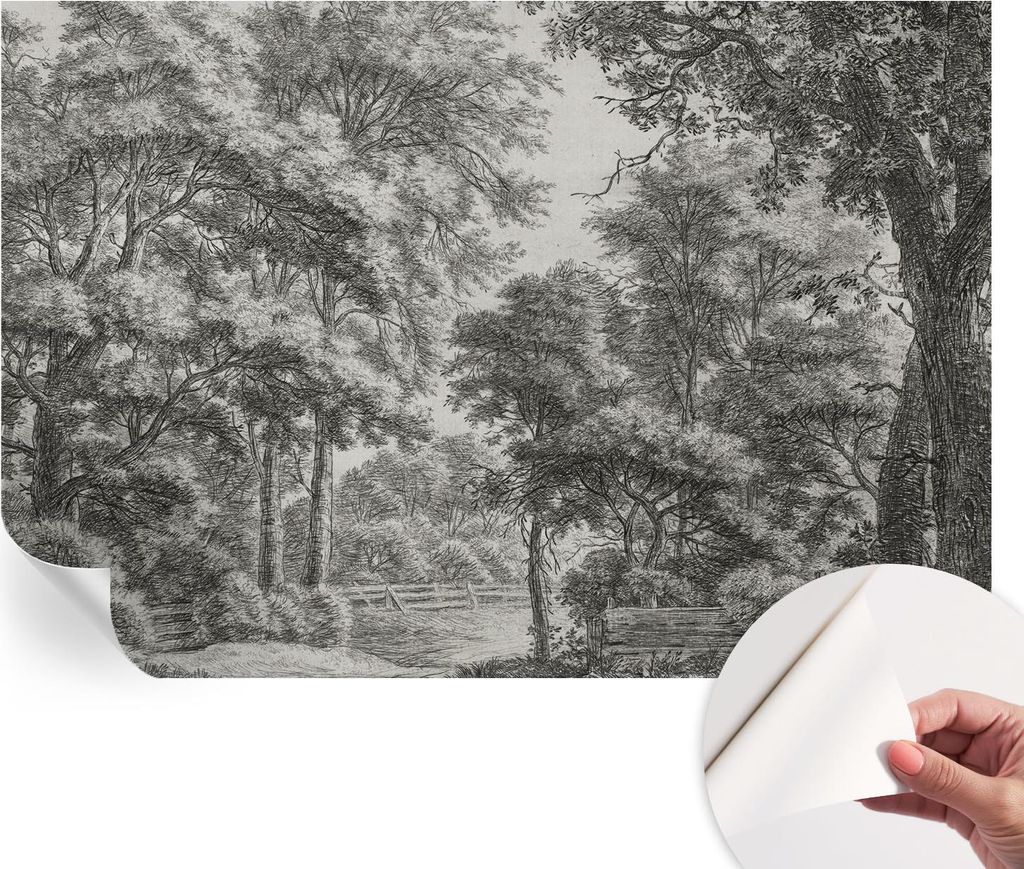 Selbstklebende Wandtapete - Dekorative Tapete für Wohnzimmer - Klebefolie für Wandbilder - Tapetenfolie für Wanddekoration - 152x104 cm - Waldla...