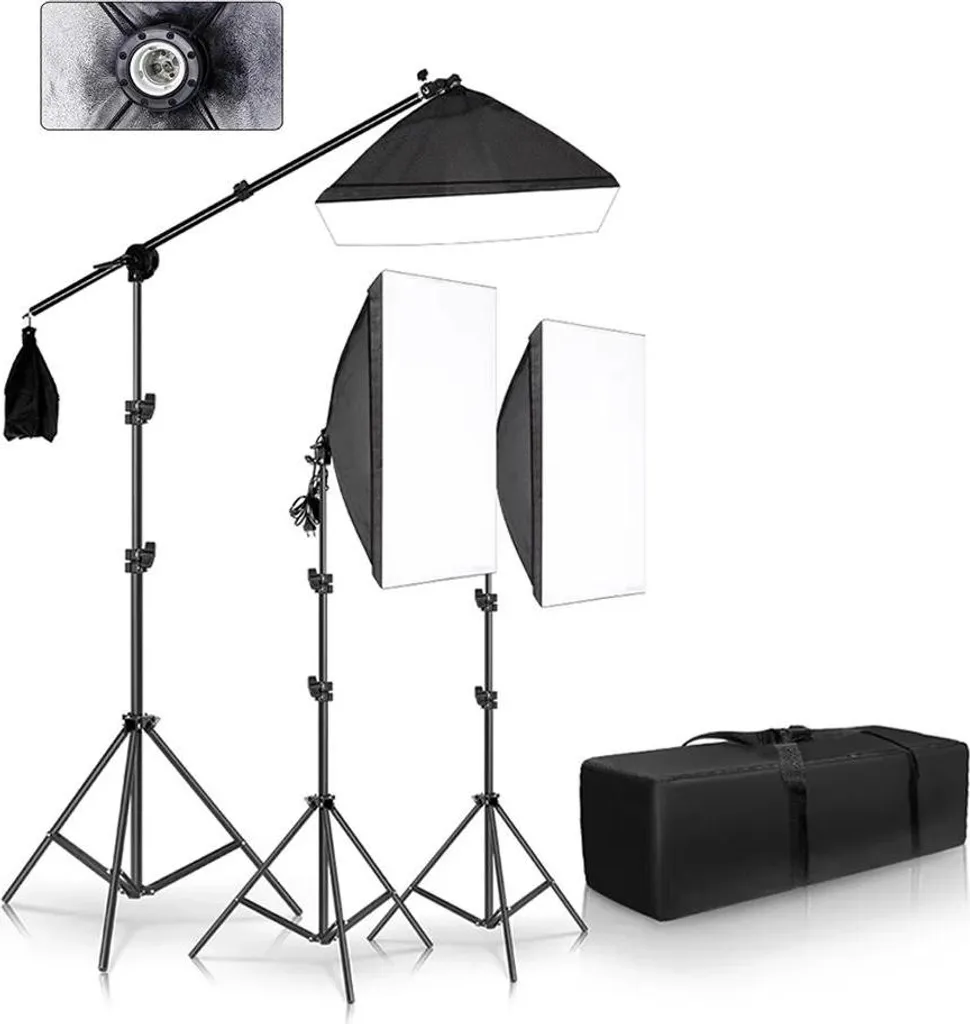 Kit Softbox 50x70 cm à angle réglable avec monture E27 universelle