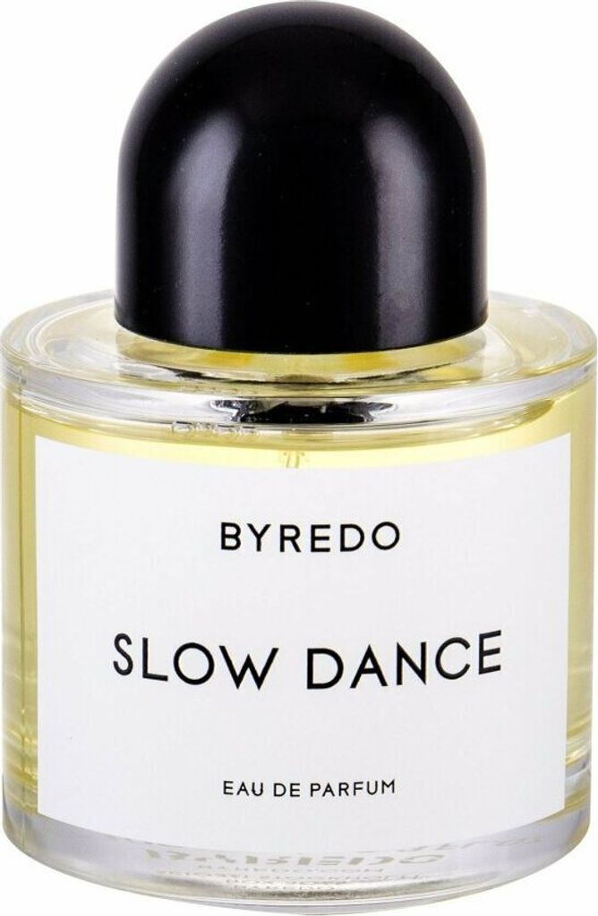 A close-up studio shot of a Byredo Slow Dance Eau de Parfum bottle.