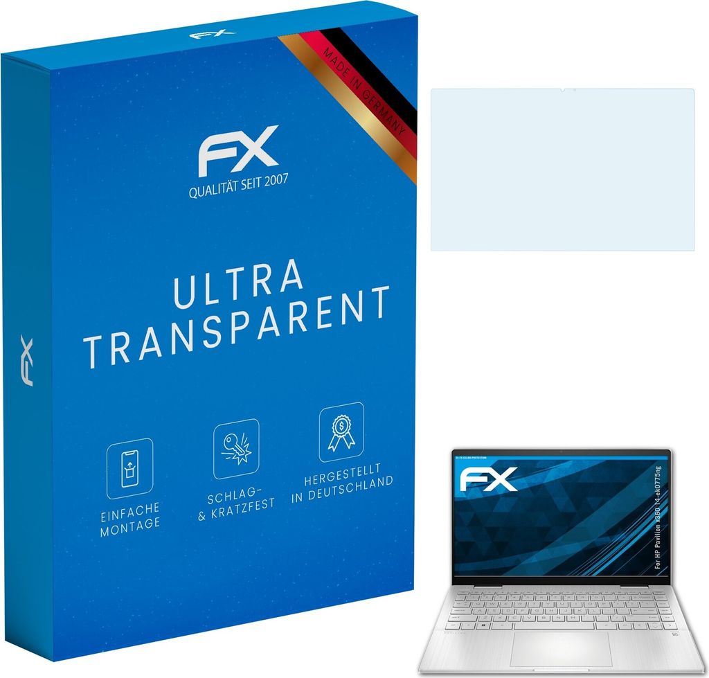 atFoliX FX-Clear 2x Schutzfolie kompatibel mit HP Pavilion x360 14-ek0775ng Displayschutzfolie