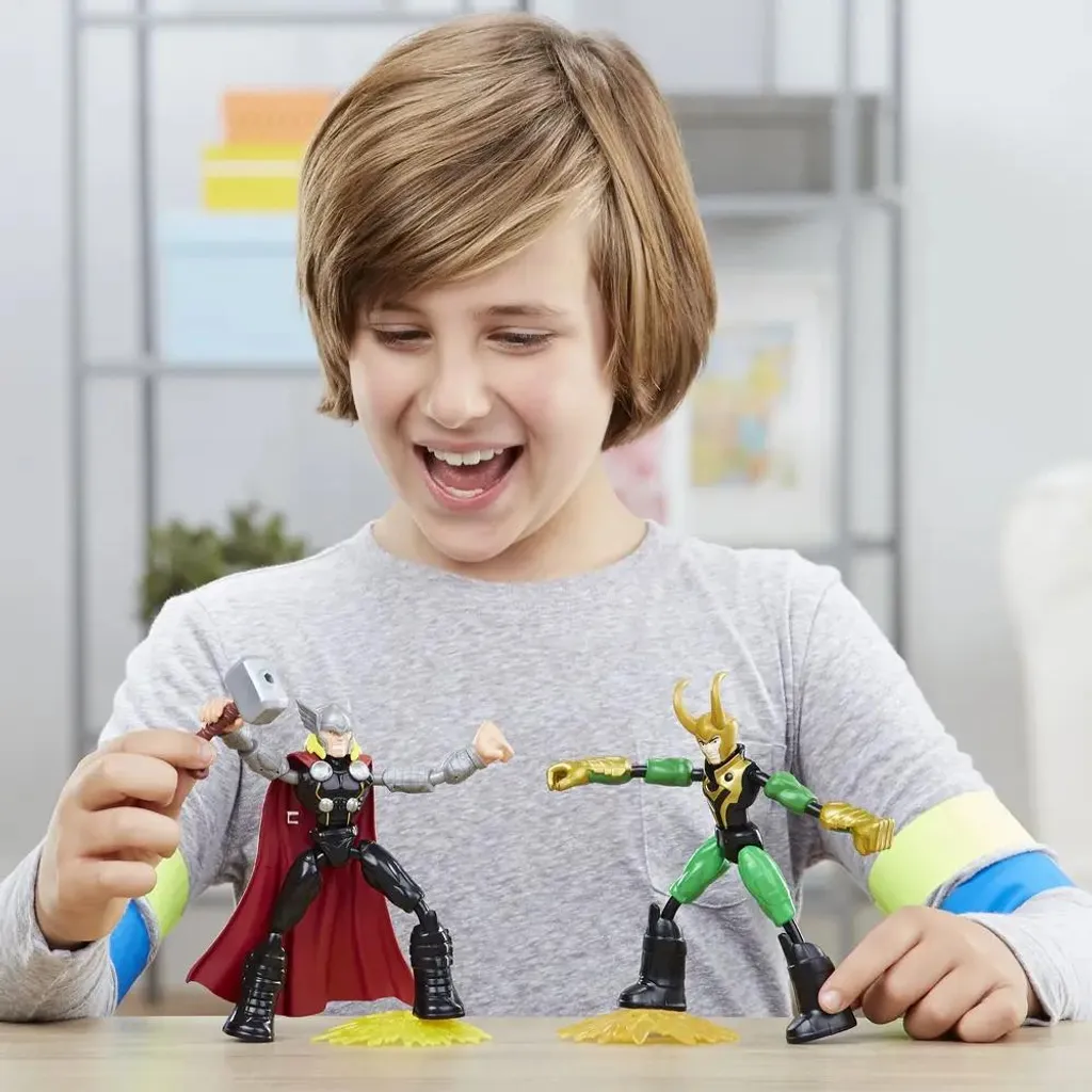 Figurines Hasbro Marvel Avengers Bend and Flex Thor Vs Loki E8932 - 9