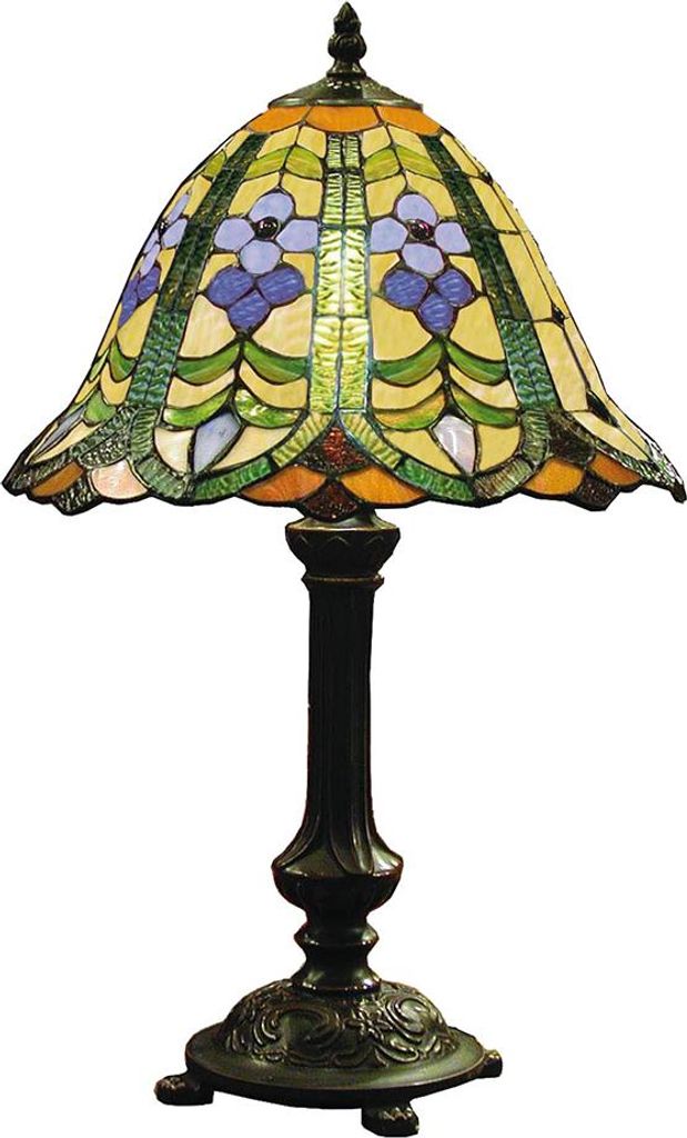 Clayre & Eef Tiffany Tischlampe Ø 30x48 cm Grün Blau Glas Blume