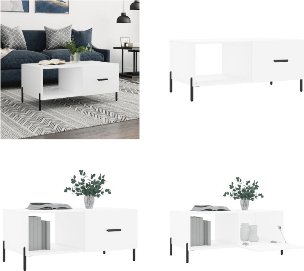 vidaXL Couchtisch Weiß 90x50x40 cm Holzwerkstoff - Couchtisch - Couchtische - Beistelltisch - Sofatisch