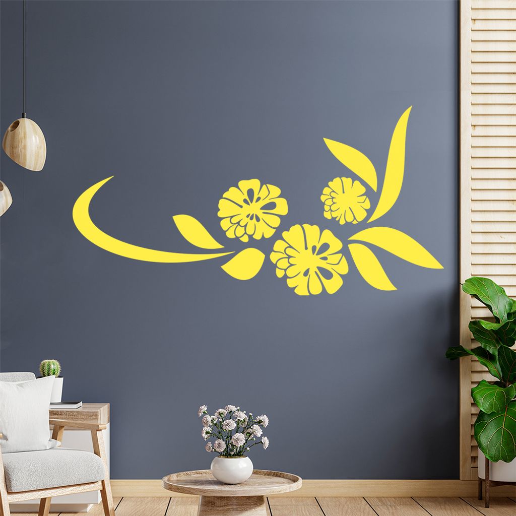 Blume - Linien Wandtattoo in 6 Größen - Wandaufkleber Wall Sticker - Dekoration, Küche, Wohnzimmer, Schlafzimmer, Badezimmer