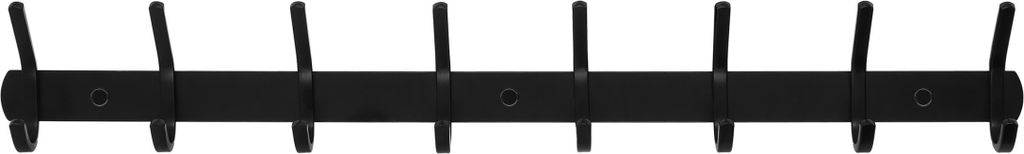 QUVIO Wandgarderobe - 8 Haken - Garderobe - Wandgarderobe - Garderobenständer - Hängend - Mit Haken - Kochgeschirrhalter - Metall - Schwarz - 55 cm