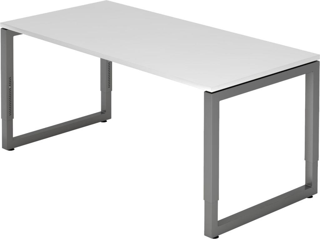 bümö Schreibtisch Serie-R - Nachbildung: Weiß, Größe: 160 x 80 cm, Gestell: Graphit