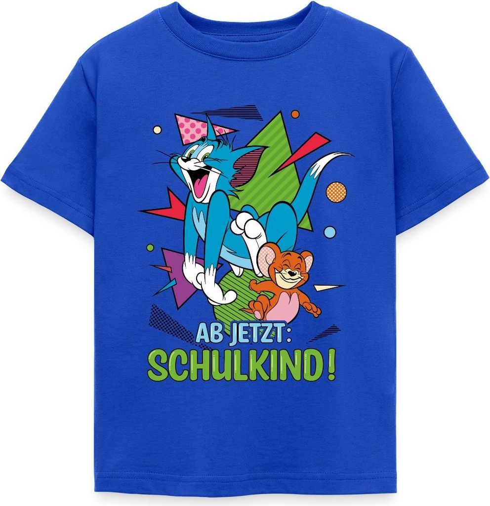 Spreadshirt Tom Und Jerry Ab Jetzt: Schulkind Kinder T-Shirt, 98/104 (3-4 Jahre), Royalblau