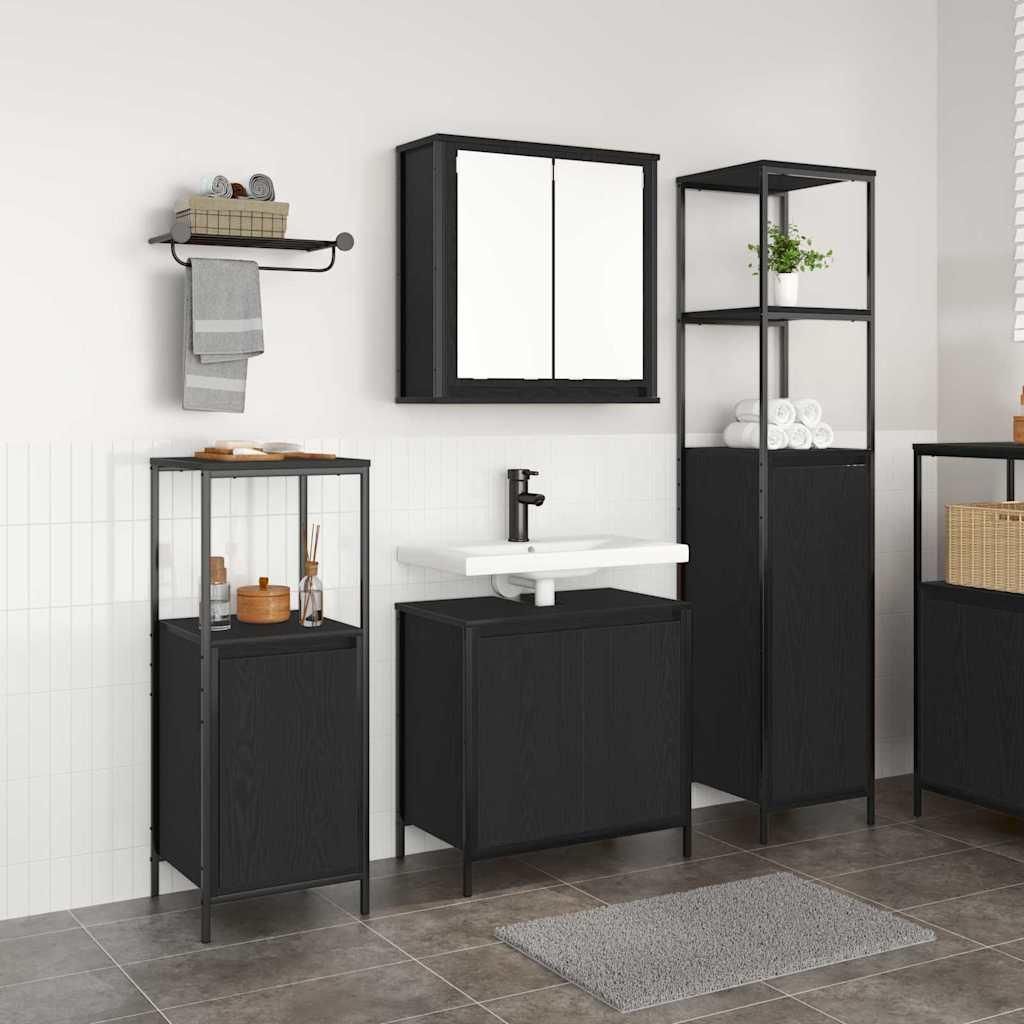 Eleganten-Stil Badezimmermöbel Set 3 pcs Schwarz Eichen-Optik 36 x 35 x 165 cm - Spiegelschränke Hommie6591952 3parcel