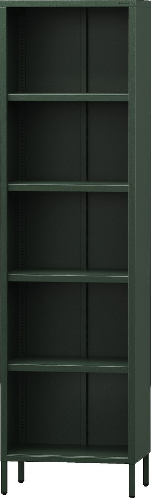 Jan Nowak Bücherregal Mario 4 höhenverstellbaren Einlegeböden (4x30 kg) und Wandmontage Metall Hochregal, 50 x 180 x 35 cm, Flaschengrün