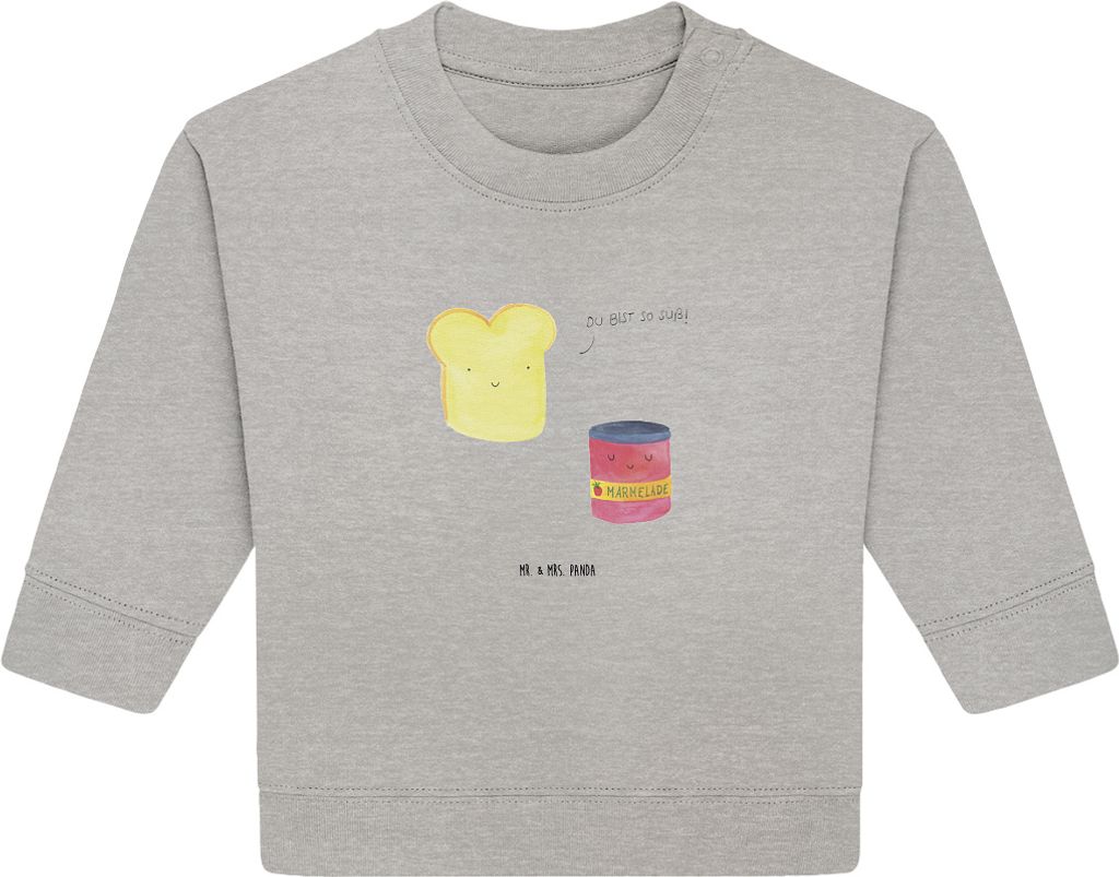 Mr. & Mrs. Panda Organic Baby Pullover Toast Marmelade 24. - 36. Monat - Heather Grey - Geschenk, Küche Spruch, Süß, Lustige Sprüche, Brot, Bul...