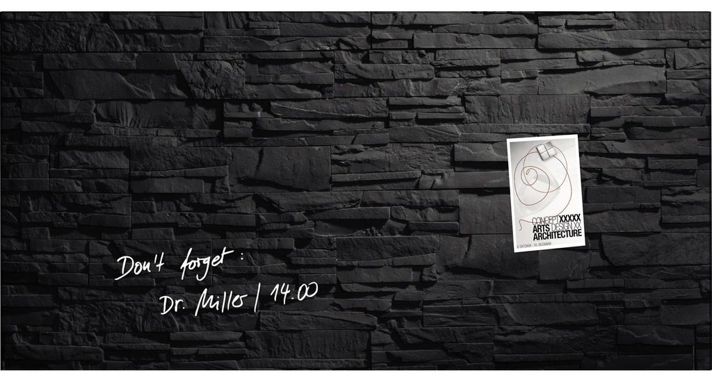 SIGEL GL149 Glas-Magnettafel / Magnetboard Artverum, 46x91 cm, Design Schiefer-Stone
