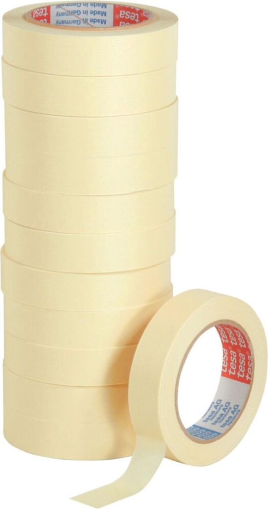 tesakrepp 4329 Papierabdeckband-Set 50 m × 25 mm hellbeige leicht gekreppt 12 Stk