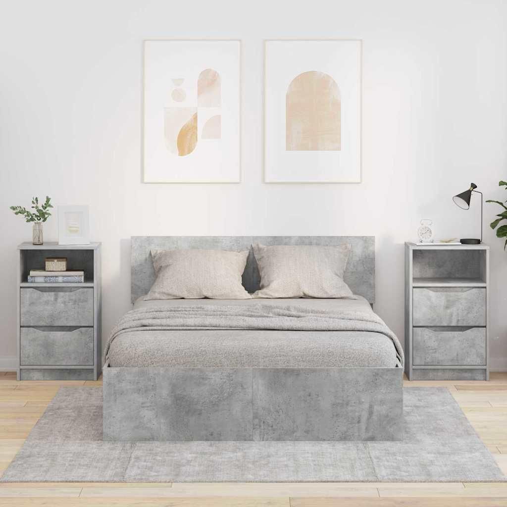 Maison Exclusive - Nachttische 2 pcs Beton Grau 40 x 30 x 467 cm Holzwerkstoff