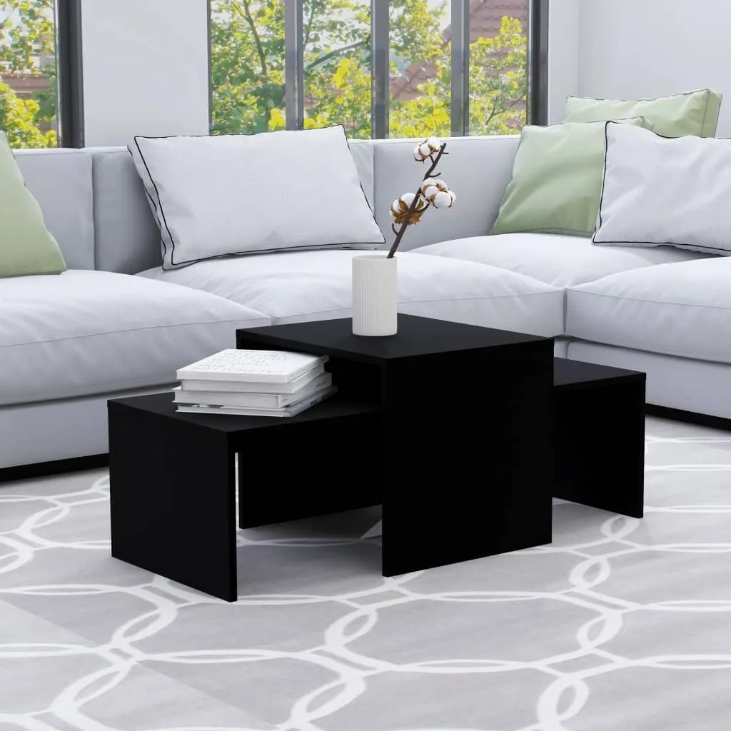 Set di tavolini The Living Store nero 100x48x40 cm in materiale ligneo