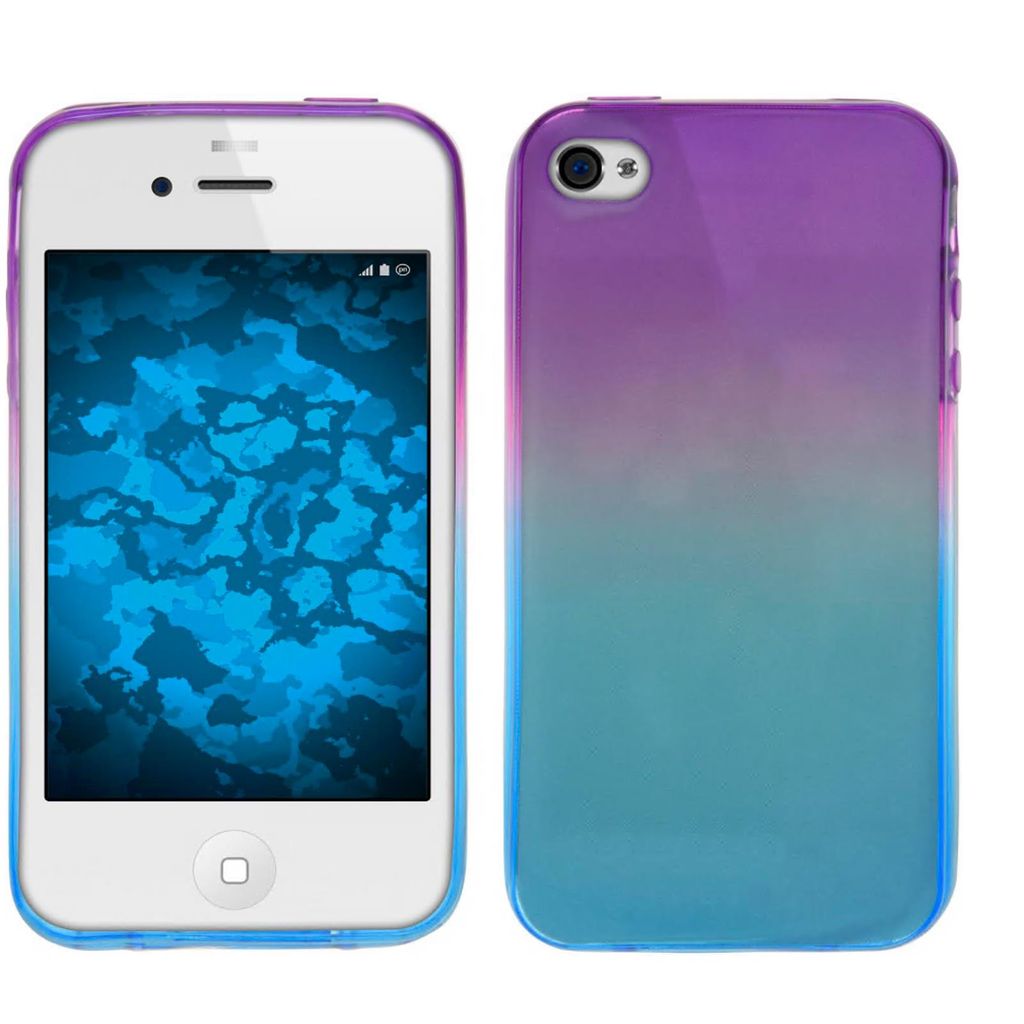 PhoneNatic Case kompatibel mit Apple iPhone 4S - Design:04 Silikon Hülle Ombrè + 2 Schutzfolien