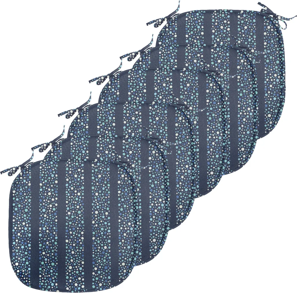 Coussin de Chaise Anti-Tache et Antidérapant Lot de 6 Rayé Bleu Violet